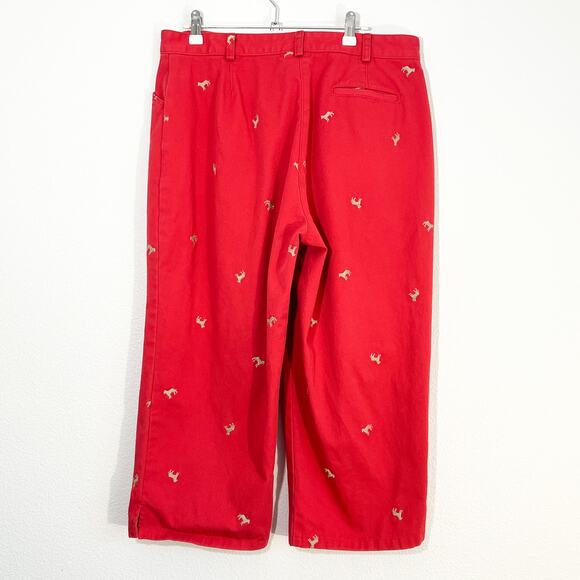 L.L. Bean Cropped Pants Womens 16 Embroidered Dogs Casual Capri Cotton Summer - Picture 3 of 5